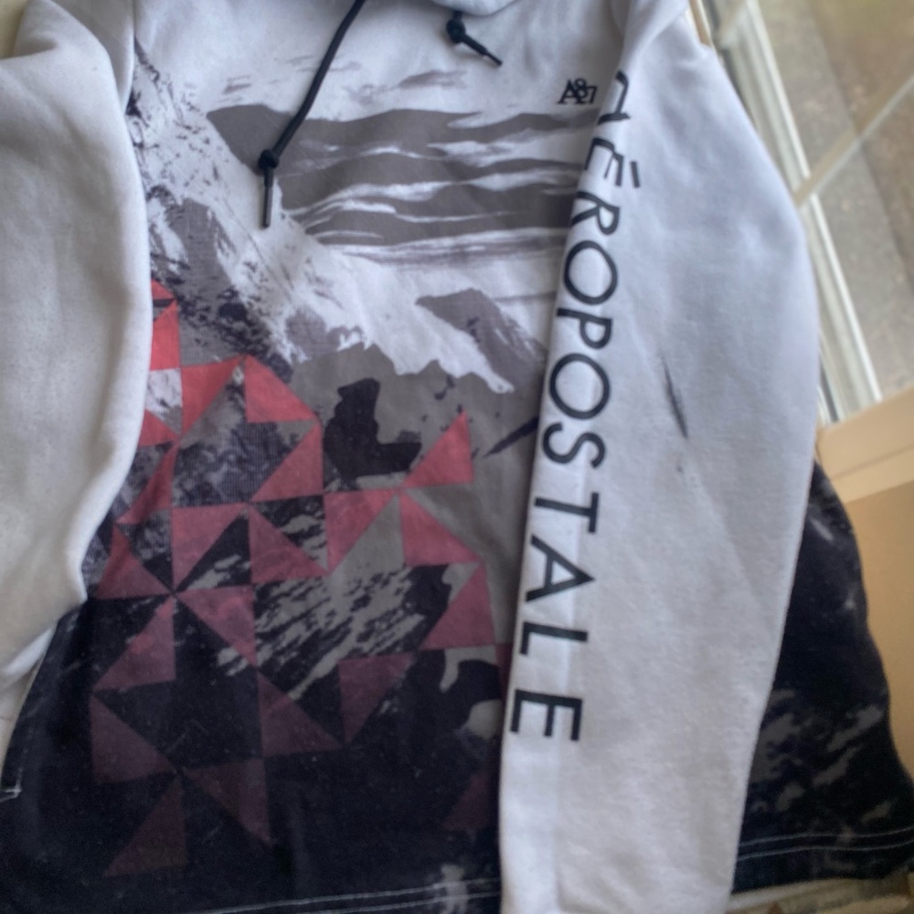 Aeropostale white and grey hoodie small mens hoodie